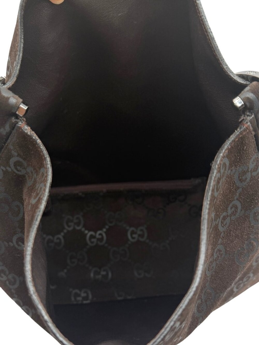 •SOLD•Vintage GUCCI Tom Ford Era Brown Suede GG Horsebit Hobo Shoulder bag - Picture 7 of 9